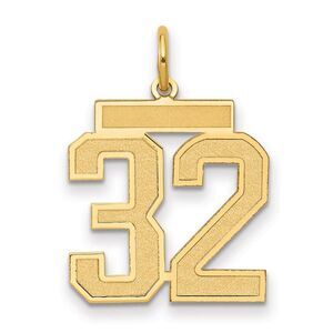 14k Yellow Gold, Jersey Collection, Medium Number 32 Pendant